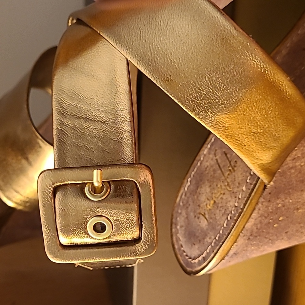 Franco Sarto Gold Wedge Sandals Size 10 M - Picture 10 of 12